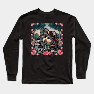 Whispers of Romance: Silhouette Art with Rose Garden Quotes Long Sleeve T-Shirt